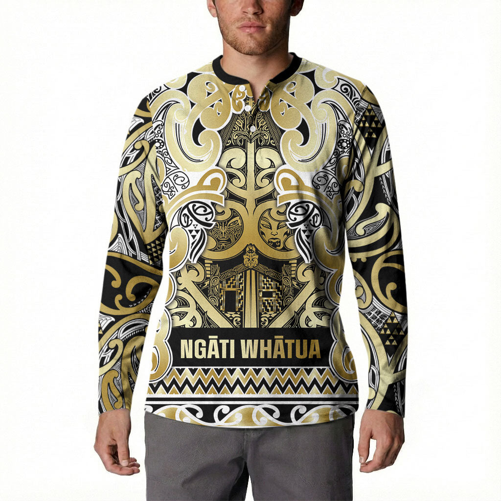 Aotearoa Iwi Ngati Whatua Button Sweatshirt Maori Wharenui House Tribal Pattern LT9 - Polynesian Pride
