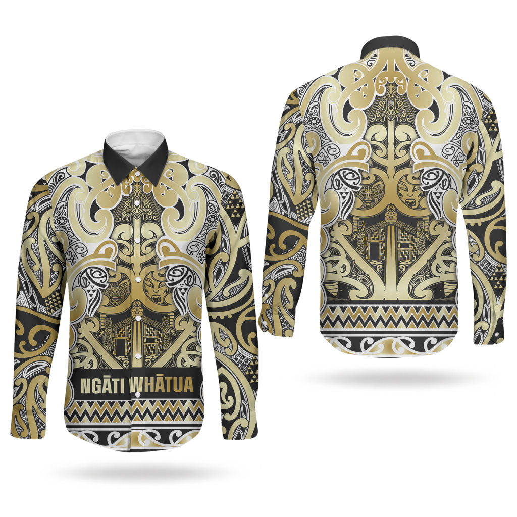 Aotearoa Iwi Ngati Whatua Couples Matching Mermaid Dress and Long Sleeve Button Shirt Maori Wharenui House Tribal Pattern LT9 - Polynesian Pride