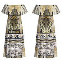 Aotearoa Iwi Ngati Whatua Couples Matching Off Shoulder Maxi Dress and Hawaiian Shirt Maori Wharenui House Tribal Pattern LT9 - Polynesian Pride
