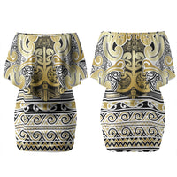 Aotearoa Iwi Ngati Whatua Couples Matching Off Shoulder Short Dress and Hawaiian Shirt Maori Wharenui House Tribal Pattern LT9 - Polynesian Pride