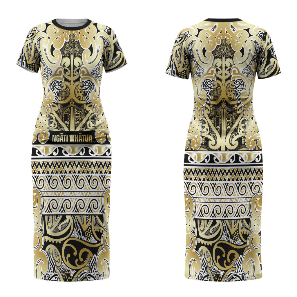 Aotearoa Iwi Ngati Whatua Couples Matching Short Sleeve Bodycon Dress and Long Sleeve Button Shirt Maori Wharenui House Tribal Pattern LT9 - Polynesian Pride