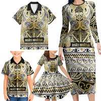 Aotearoa Iwi Ngati Whatua Family Matching Long Sleeve Bodycon Dress and Hawaiian Shirt Maori Wharenui House Tribal Pattern LT9 - Polynesian Pride