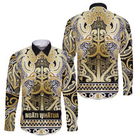 Aotearoa Iwi Ngati Whatua Family Matching Summer Maxi Dress and Hawaiian Shirt Maori Wharenui House Tribal Pattern LT9 Dad's Shirt - Long Sleeve Gold - Polynesian Pride