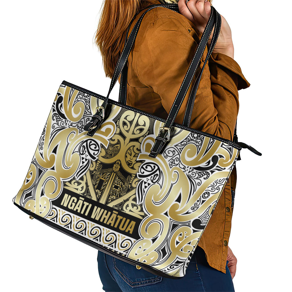 Aotearoa Iwi Ngati Whatua Leather Tote Bag Maori Wharenui House Tribal Pattern LT9 - Polynesian Pride