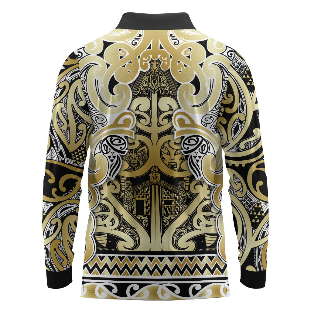 Aotearoa Iwi Ngati Whatua Long Sleeve Polo Shirt Maori Wharenui House Tribal Pattern LT9 - Polynesian Pride