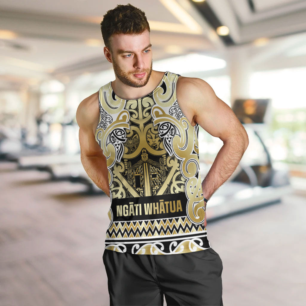 Aotearoa Iwi Ngati Whatua Men Tank Top Maori Wharenui House Tribal Pattern LT9 Gold - Polynesian Pride