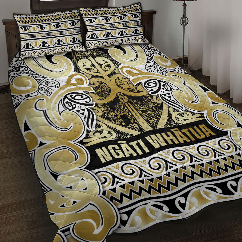 Aotearoa Iwi Ngati Whatua Quilt Bed Set Maori Wharenui House Tribal Pattern LT9 Gold - Polynesian Pride