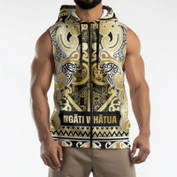 Aotearoa Iwi Ngati Whatua Sleeveless Zip Hoodie Maori Wharenui House Tribal Pattern LT9 - Polynesian Pride