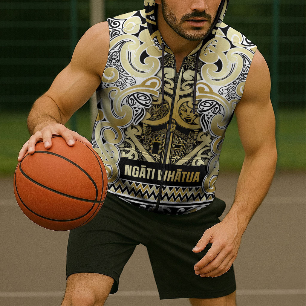 Aotearoa Iwi Ngati Whatua Sleeveless Zip Hoodie Maori Wharenui House Tribal Pattern LT9 - Polynesian Pride