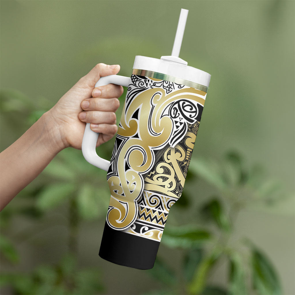 Aotearoa Iwi Ngati Whatua Tumbler With Handle Maori Wharenui House Tribal Pattern LT9 - Polynesian Pride