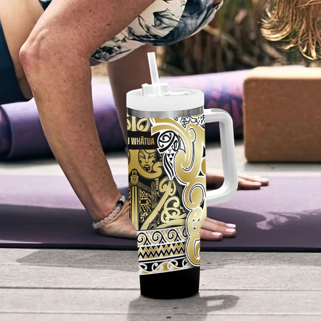 Aotearoa Iwi Ngati Whatua Tumbler With Handle Maori Wharenui House Tribal Pattern LT9 - Polynesian Pride