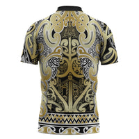 Aotearoa Iwi Ngati Whatua Zipper Polo Shirt Maori Wharenui House Tribal Pattern LT9 - Polynesian Pride