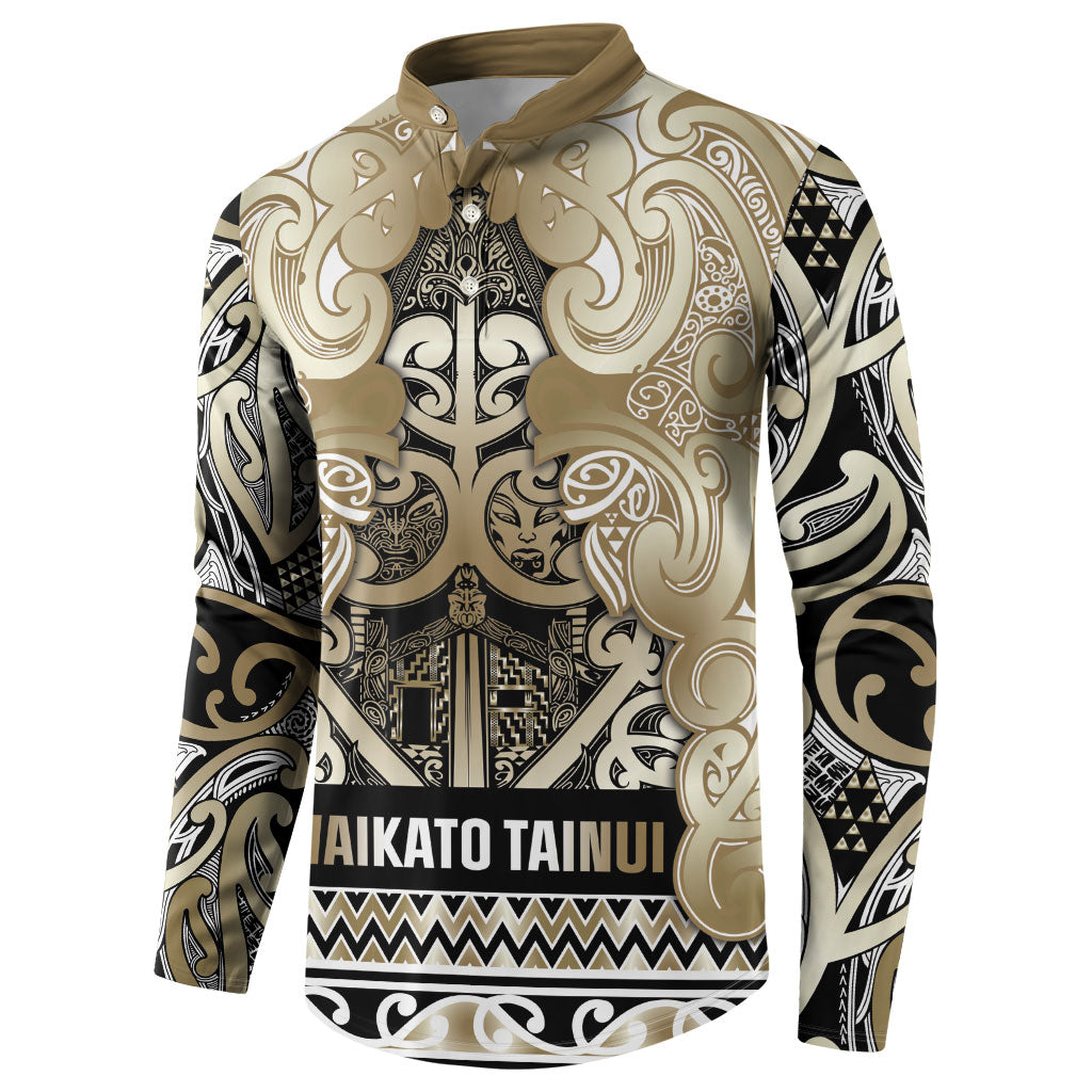 Aotearoa Iwi Waikato Tainui Button Sweatshirt Maori Wharenui House Tribal Pattern LT9 - Polynesian Pride
