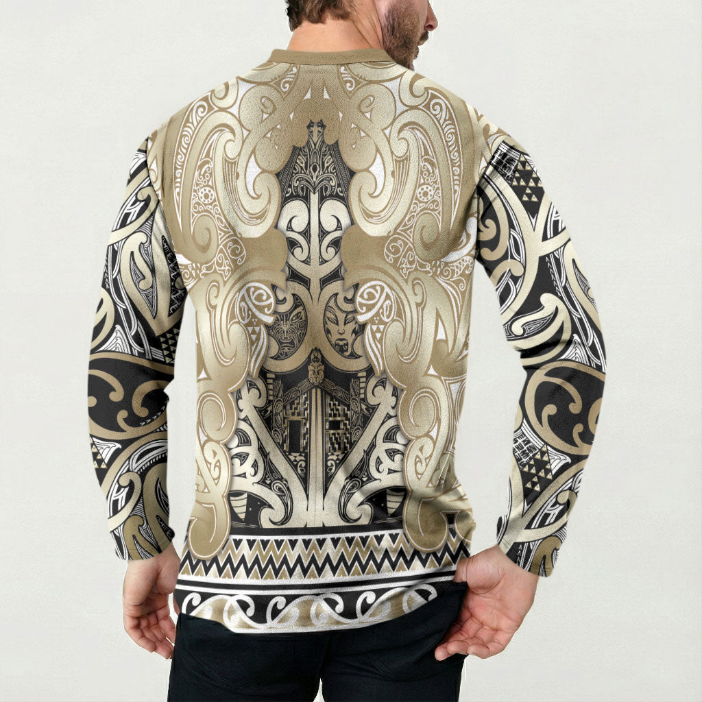 Aotearoa Iwi Waikato Tainui Button Sweatshirt Maori Wharenui House Tribal Pattern LT9 - Polynesian Pride