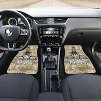 Aotearoa Iwi Waikato Tainui Car Mats Maori Wharenui House Tribal Pattern LT9 Set 2pcs - Front Light Gold - Polynesian Pride