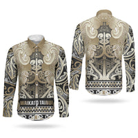 Aotearoa Iwi Waikato Tainui Couples Matching Tank Maxi Dress and Long Sleeve Button Shirt Maori Wharenui House Tribal Pattern LT9 - Polynesian Pride