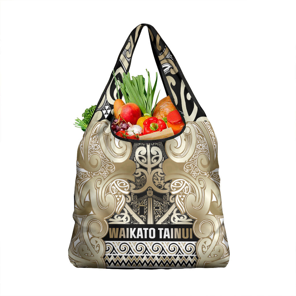 Aotearoa Iwi Waikato Tainui Grocery Bag Maori Wharenui House Tribal Pattern LT9 1-pack One Size Light Gold - Polynesian Pride