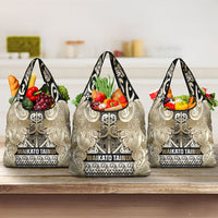 Aotearoa Iwi Waikato Tainui Grocery Bag Maori Wharenui House Tribal Pattern LT9 3-pack One Size Light Gold - Polynesian Pride