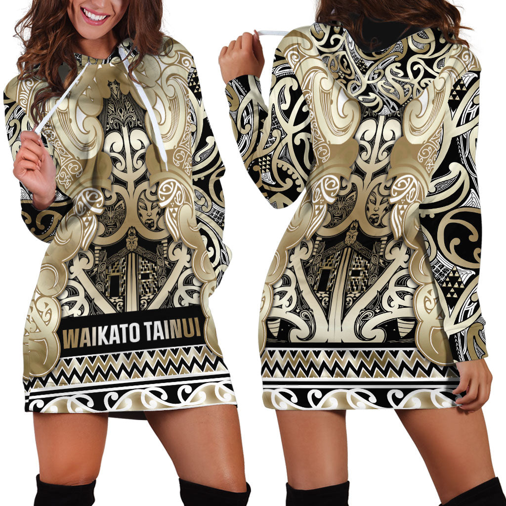 Aotearoa Iwi Waikato Tainui Hoodie Dress Maori Wharenui House Tribal Pattern LT9 - Polynesian Pride