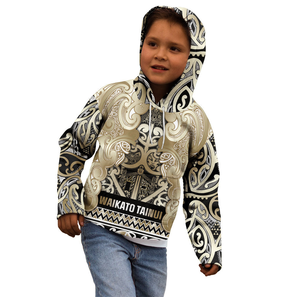 Aotearoa Iwi Waikato Tainui Kid Hoodie Maori Wharenui House Tribal Pattern LT9 - Polynesian Pride