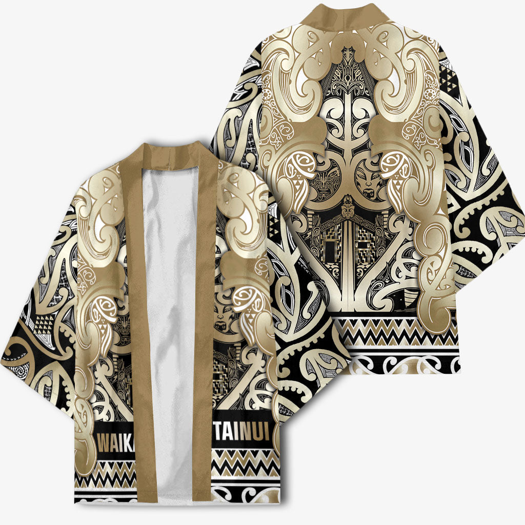 Aotearoa Iwi Waikato Tainui Kimono Maori Wharenui House Tribal Pattern LT9 - Polynesian Pride