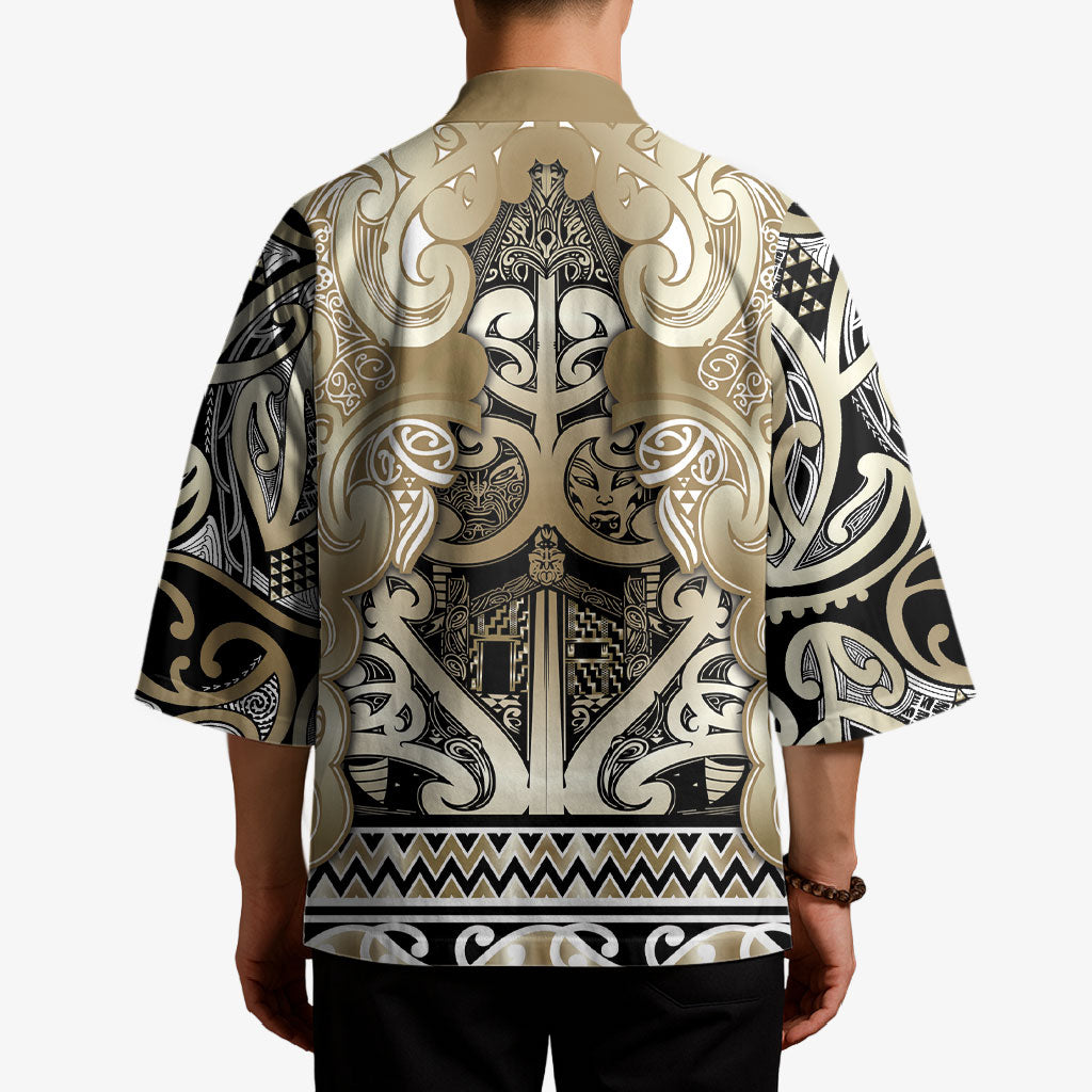 Aotearoa Iwi Waikato Tainui Kimono Maori Wharenui House Tribal Pattern LT9 - Polynesian Pride