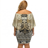 Aotearoa Iwi Waikato Tainui Off Shoulder Short Dress Maori Wharenui House Tribal Pattern LT9 - Polynesian Pride