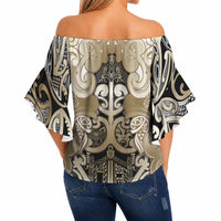 Aotearoa Iwi Waikato Tainui Off Shoulder Wrap Waist Top Maori Wharenui House Tribal Pattern LT9 - Polynesian Pride