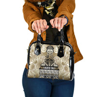 Aotearoa Iwi Waikato Tainui Shoulder Handbag Maori Wharenui House Tribal Pattern LT9 One Size Light Gold - Polynesian Pride