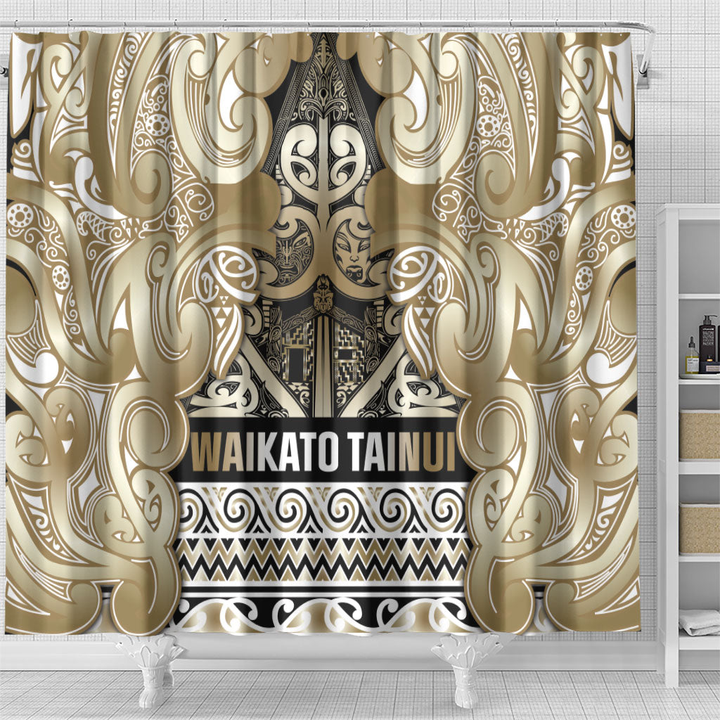 Aotearoa Iwi Waikato Tainui Shower Curtain Maori Wharenui House Tribal Pattern LT9 - Polynesian Pride