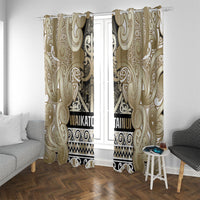 Aotearoa Iwi Waikato Tainui Window Curtain Maori Wharenui House Tribal Pattern LT9 With Grommets Light Gold - Polynesian Pride