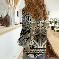 Aotearoa Iwi Waikato Tainui Women Casual Shirt Maori Wharenui House Tribal Pattern LT9 - Polynesian Pride
