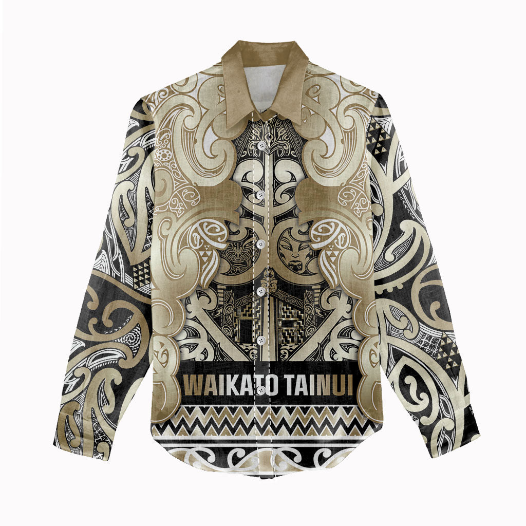 Aotearoa Iwi Waikato Tainui Women Casual Shirt Maori Wharenui House Tribal Pattern LT9 - Polynesian Pride
