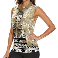 Aotearoa Iwi Waikato Tainui Women Sleeveless Polo Shirt Maori Wharenui House Tribal Pattern LT9 - Polynesian Pride
