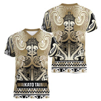 Aotearoa Iwi Waikato Tainui Women V-Neck T-Shirt Maori Wharenui House Tribal Pattern LT9 - Polynesian Pride