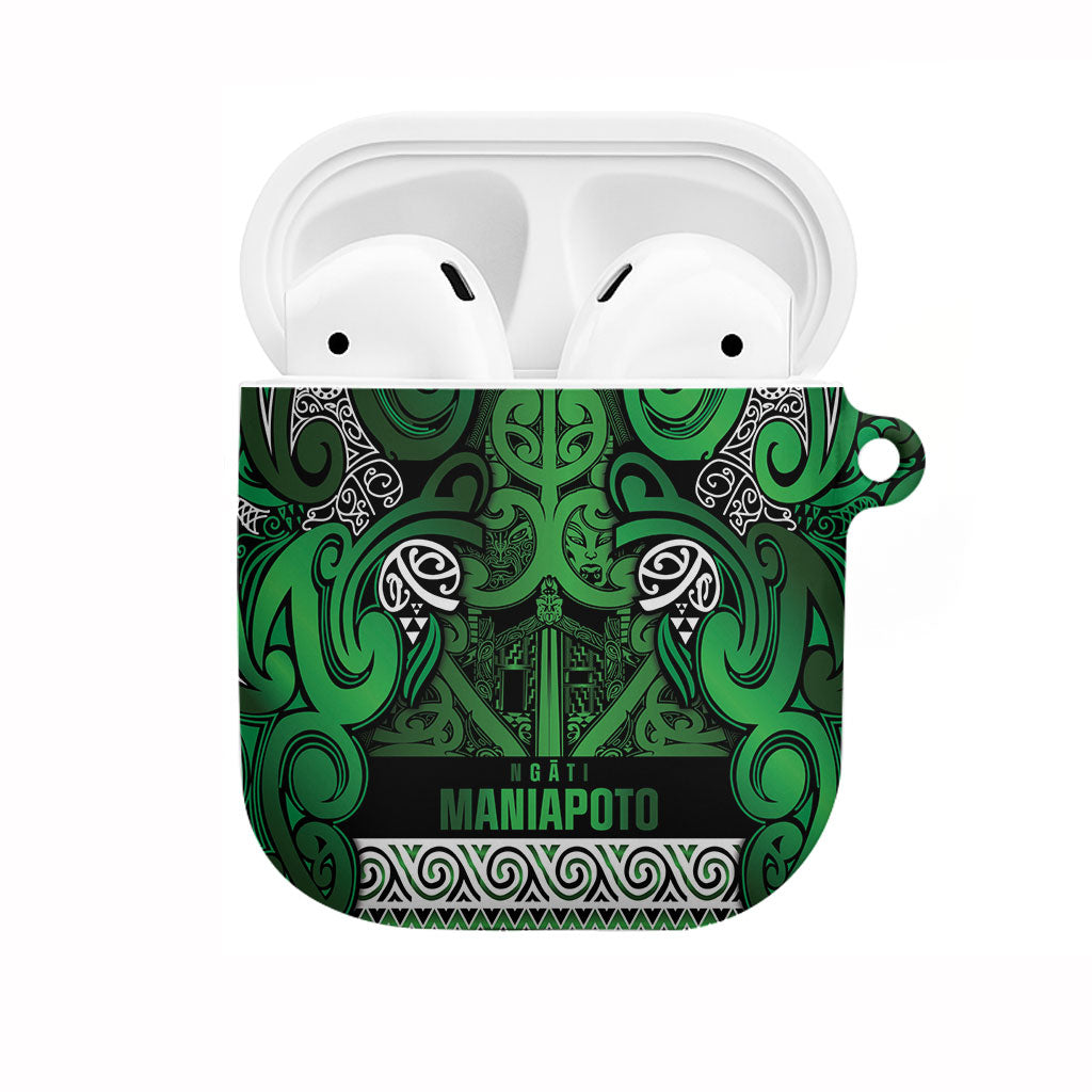 Aotearoa Iwi Ngati Maniapoto AirPods Case Maori Wharenui House Tribal Pattern LT9 Dark green - Polynesian Pride