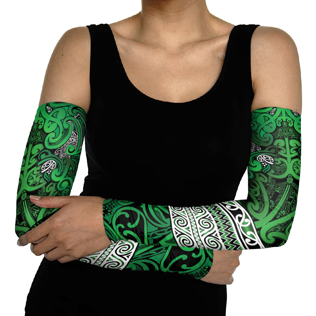 Aotearoa Iwi Ngati Maniapoto Arm Sleeves Maori Wharenui House Tribal Pattern LT9 - Polynesian Pride