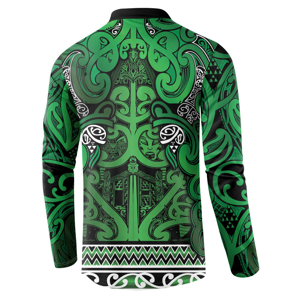 Aotearoa Iwi Ngati Maniapoto Button Sweatshirt Maori Wharenui House Tribal Pattern LT9 - Polynesian Pride