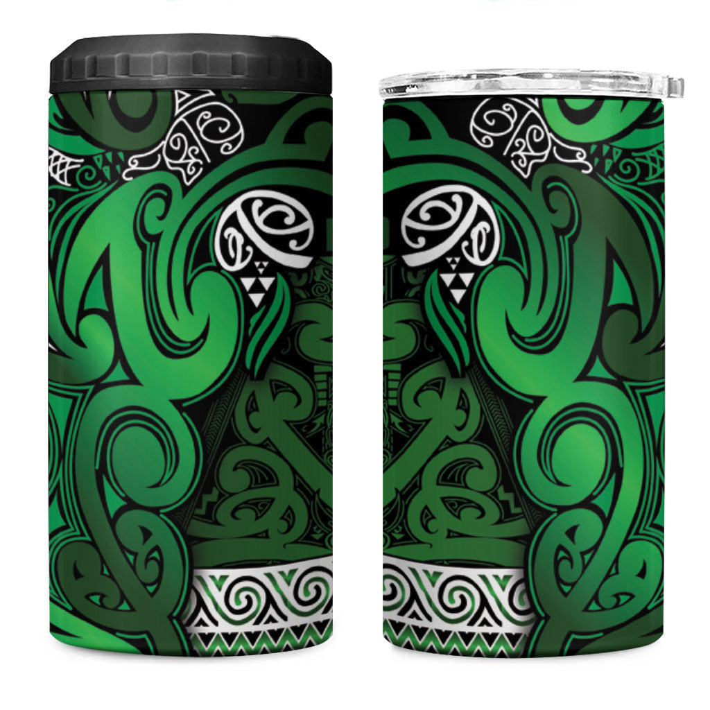 Aotearoa Iwi Ngati Maniapoto 4 in 1 Can Cooler Tumbler Maori Wharenui House Tribal Pattern LT9 One Size: 16 oz Dark green - Polynesian Pride