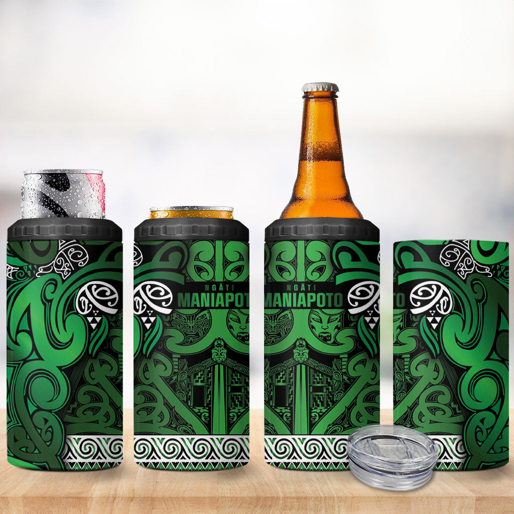 Aotearoa Iwi Ngati Maniapoto 4 in 1 Can Cooler Tumbler Maori Wharenui House Tribal Pattern LT9 - Polynesian Pride