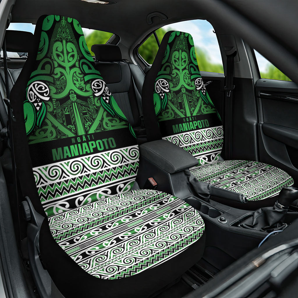 Aotearoa Iwi Ngati Maniapoto Car Seat Cover Maori Wharenui House Tribal Pattern LT9 One Size Dark green - Polynesian Pride