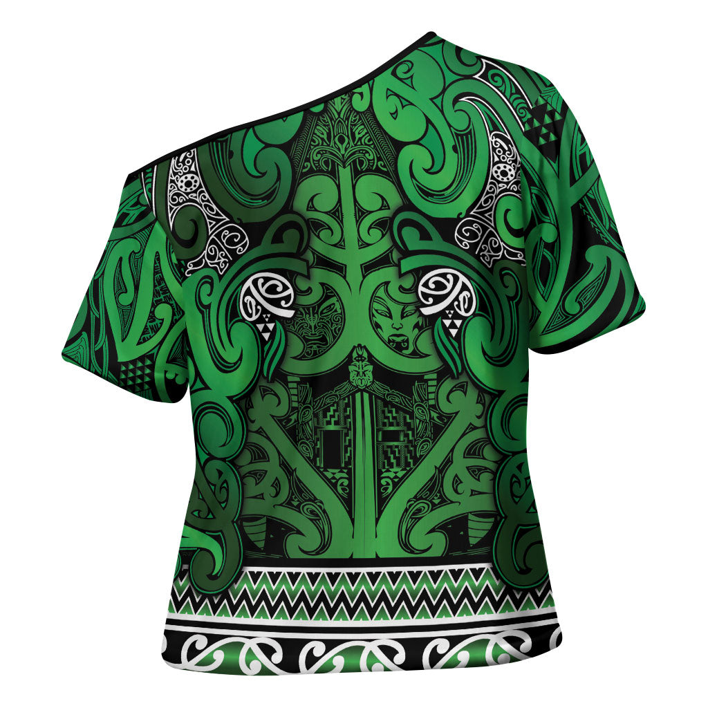 Aotearoa Iwi Ngati Maniapoto Cross Shoulder Shirt Maori Wharenui House Tribal Pattern LT9 - Polynesian Pride