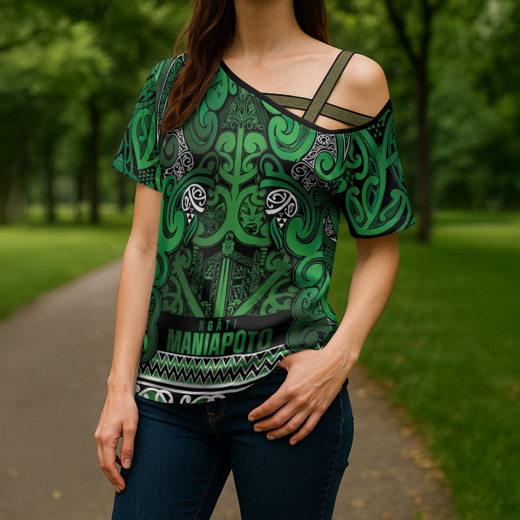 Aotearoa Iwi Ngati Maniapoto Cross Shoulder Shirt Maori Wharenui House Tribal Pattern LT9 - Polynesian Pride