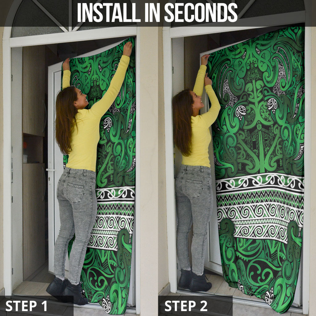 Aotearoa Iwi Ngati Maniapoto Door Cover Maori Wharenui House Tribal Pattern LT9 - Polynesian Pride