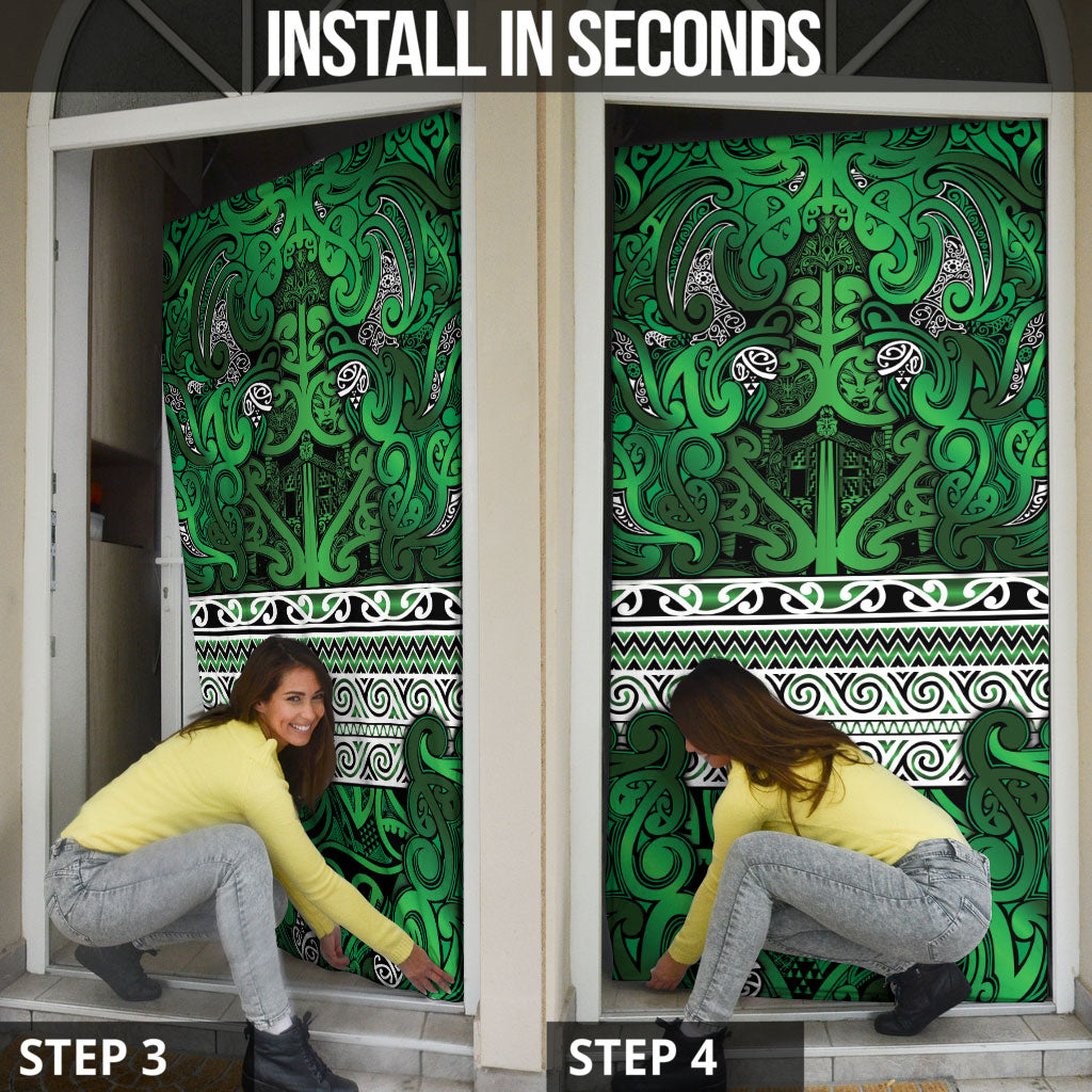 Aotearoa Iwi Ngati Maniapoto Door Cover Maori Wharenui House Tribal Pattern LT9 - Polynesian Pride