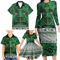 Aotearoa Iwi Ngati Maniapoto Family Matching Long Sleeve Bodycon Dress and Hawaiian Shirt Maori Wharenui House Tribal Pattern LT9 - Polynesian Pride