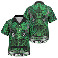 Aotearoa Iwi Ngati Maniapoto Family Matching Tank Maxi Dress and Hawaiian Shirt Maori Wharenui House Tribal Pattern LT9 Son's Shirt Dark green - Polynesian Pride