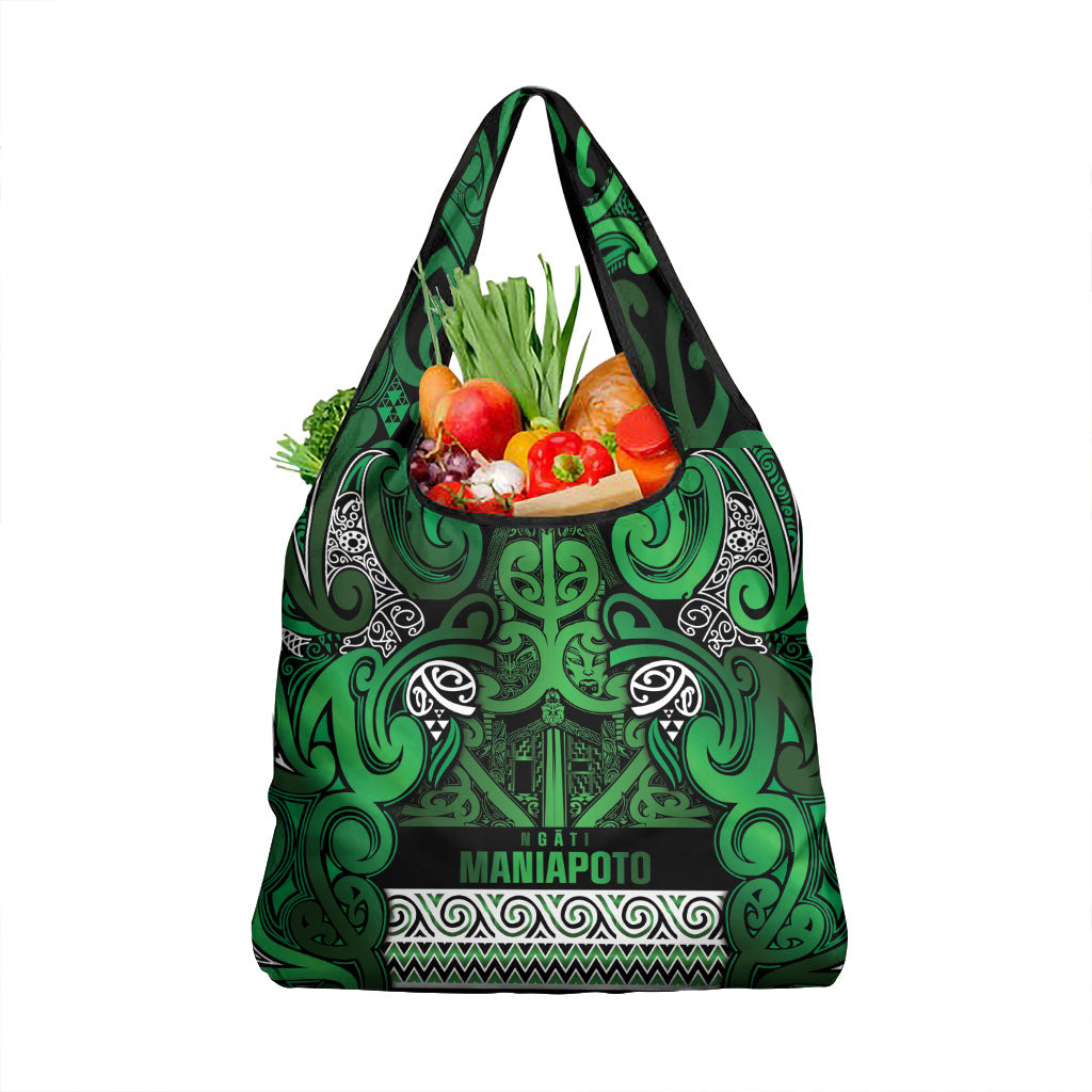 Aotearoa Iwi Ngati Maniapoto Grocery Bag Maori Wharenui House Tribal Pattern LT9 1-pack One Size Dark green - Polynesian Pride