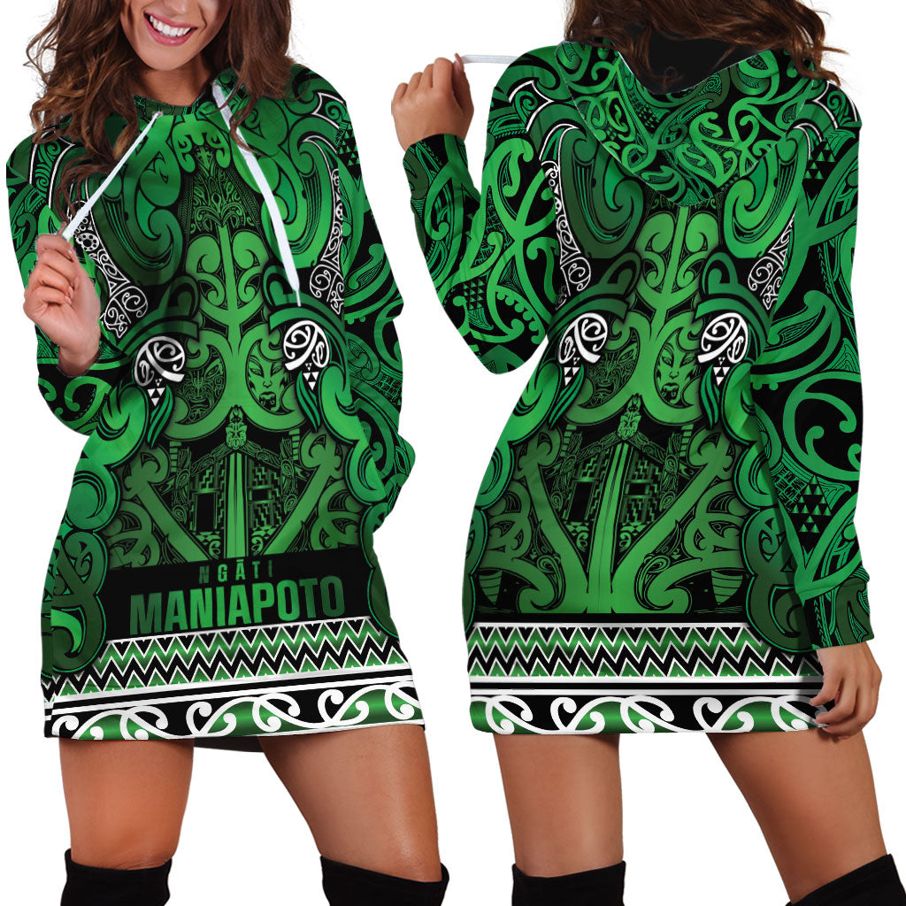 Aotearoa Iwi Ngati Maniapoto Hoodie Dress Maori Wharenui House Tribal Pattern LT9 - Polynesian Pride