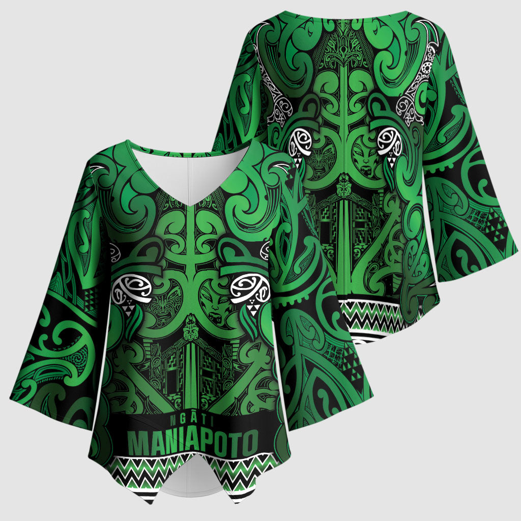Aotearoa Iwi Ngati Maniapoto Kimono Sleeve Blouse Maori Wharenui House Tribal Pattern LT9 - Polynesian Pride